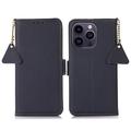 iPhone 16 Pro Max Skórzane Etui z Portfelem z RFID - Błękit