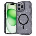 iPhone 16 Pro Max Wave-Edge Laser Glitter MagSafe Etui - przezroczysta czerń
