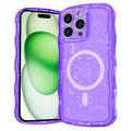 iPhone 16 Pro Max Wave-Edge Laser Glitter MagSafe Etui - przezroczysto-fioletowe