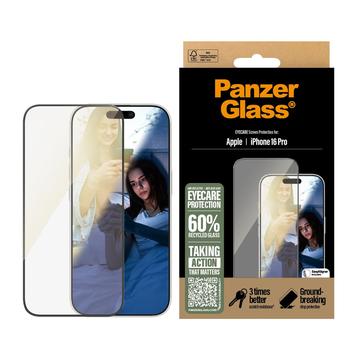 Ochraniacz ekranu iPhone 16 Pro PanzerGlass EyeCare Ultra-Wide Fit EasyAligner ze szkła hartowanego - czarna krawędź