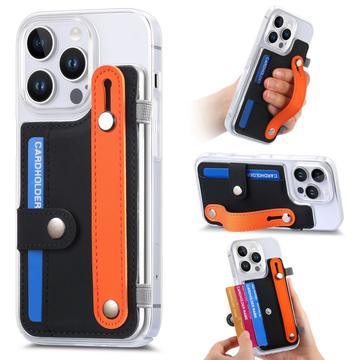 Plastikowe etui CY1 na iPhone 16 Pro - miejsce na kartę, pasek na rękę, podpórka