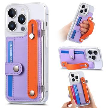 Plastikowe etui CY1 na iPhone 16 Pro - miejsce na kartę, pasek na rękę, podpórka