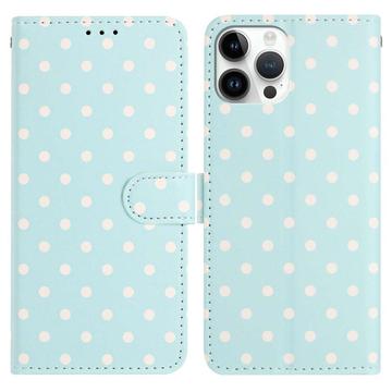 Etui Portfelowe w Kropki do iPhone 16 Pro - Niebieski