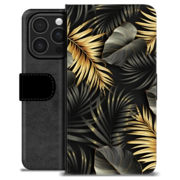 Etui Portfel Premium - iPhone 16 Pro - Złote Liście