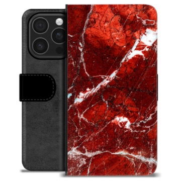 Etui Portfel Premium - iPhone 16 Pro - Czerwony Marmur