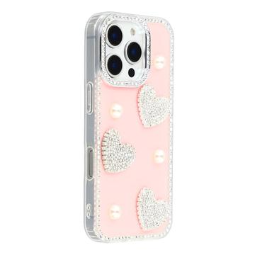 Etui hybrydowe iPhone 16 Pro Lśniąca miłość i perła - różowe