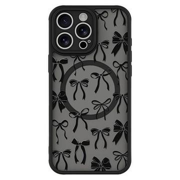iPhone 16 Pro Stylowe magnetyczne etui ochronne - czarne kokardki