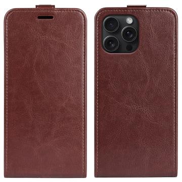 iPhone 16 Pro Pionowe Etui z Kieszenią na Kartę - Brąz