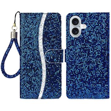 iPhone 16 Stylowe etui z brokatem - Niebieskie