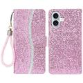 iPhone 16 Stylowe etui z brokatem - różowe