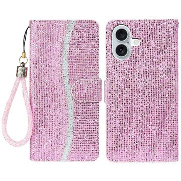 iPhone 16 Stylowe etui z brokatem - różowe