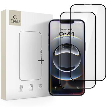Hartowane szkło ochronne na ekran iPhone 16e/14/13/13 Pro Tech-Protect Glass Fit+ - 2 szt. - Czarny