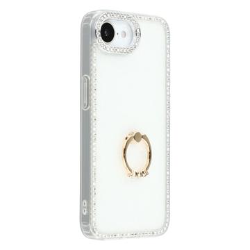 iPhone 16e CrystalGlow Hybrydowe etui z uchwytem na pierścień - biały