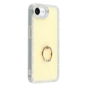 iPhone 16e CrystalGlow Hybrydowe etui z uchwytem na pierścień - żółty