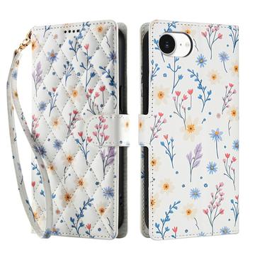 iPhone 16e Etui na portfel z rombowym wzorem kwiatowym