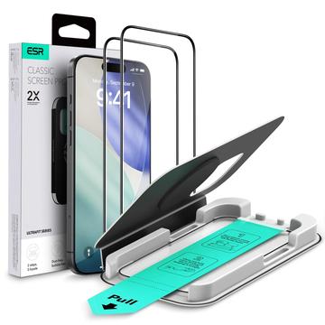 Ochraniacz ekranu iPhone 17/16 Pro ESR UltraFit ze szkła hartowanego - 9H, 0.3mm - czarna krawędź