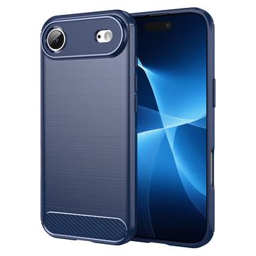 iPhone 17 Air Szczotkowane Etui z TPU - Włókno Węglowe - niebieski