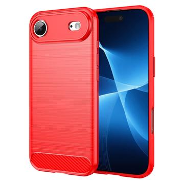 iPhone 17 Air Szczotkowane Etui z TPU - Włókno Węglowe - czerwony