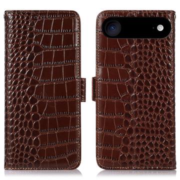 iPhone Air Skórzane Etui z Portfelem Crocodile z RFID - Brąz