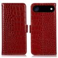 iPhone Air Skórzane Etui z Portfelem Crocodile z RFID - Czerwień