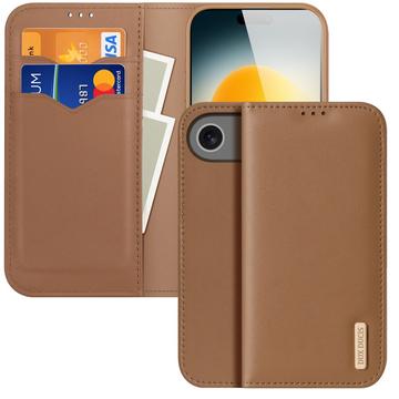 Skórzane Etui z Portfelem Dux Ducis Hivo do iPhone 17 Air - Brąz