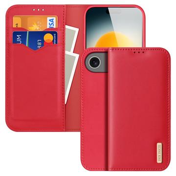 iPhone 17 Air Skórzane Etui z Portfelem Dux Ducis Hivo - Czerwień