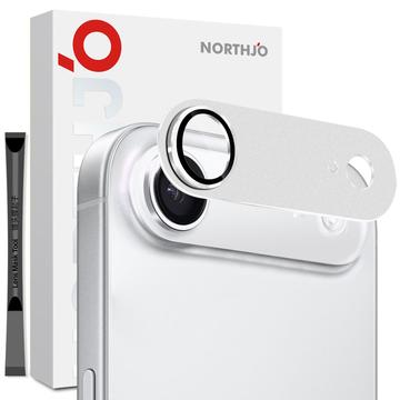 iPhone Air Northjo Pełna ochrona obiektywu aparatu z matowego metalu i szkła hartowanego - srebrny