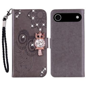 iPhone 17 Air Etui portfelowe z kryształkami górskimi Sowa