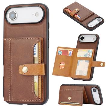 iPhone 17 Air Retro Style Etui z Portfel - Brąz