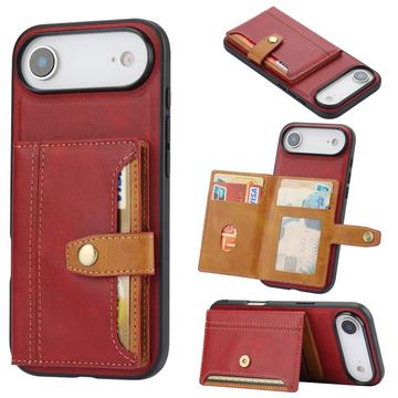 iPhone 17 Air Retro Style Etui z Portfel - Czerwień