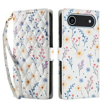 iPhone 17 Air Etui na portfel z rombowym wzorem kwiatowym