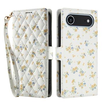 iPhone Air Etui na portfel z rombowym wzorem kwiatowym - Żółte kwiaty