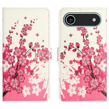 iPhone 17 Air Etui Portfel Style Seria - Różowe Kwiaty