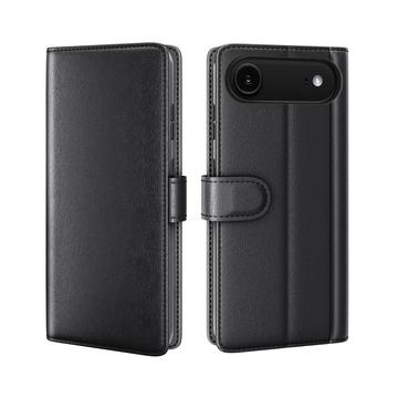 iPhone 17 Air Skórzane Etui-portfel z Podpórką - Czarne