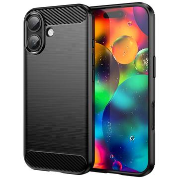 iPhone 17 Szczotkowane Etui z TPU - Włókno Węglowe - Czarne