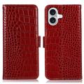 iPhone 17 Skórzane Etui z Portfelem Crocodile z RFID