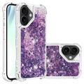 Etui z TPU iPhone 17 Glitter Quicksand - Fioletowe serca
