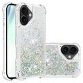 Etui z TPU iPhone 17 Glitter Quicksand - Srebrne serca