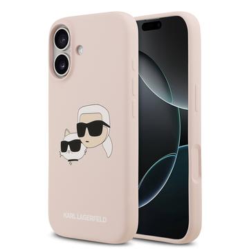 iPhone 17 Karl Lagerfeld Double Heads Etui MagSafe z płynnego silikonu - różowy