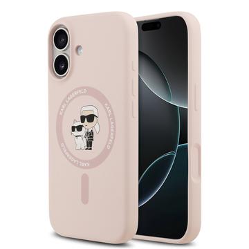 iPhone 17 Karl Lagerfeld Karl and Choupette Etui MagSafe z płynnego silikonu - Róż
