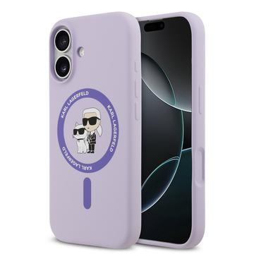 iPhone 17 Karl Lagerfeld Karl and Choupette Etui MagSafe z płynnego silikonu - Fiolet