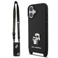 iPhone 17 Etui Karl Lagerfeld Saffiano Crossbody Metal Karl & Choupette - Czerń