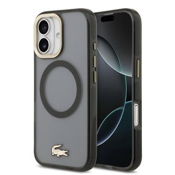 Etui hybrydow iPhone 17 Lacoste Frosted Finish Gold Logo - kompatybilny z MagSafe - czarny