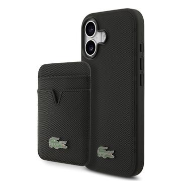 Etui MagSafe i magnetyczny uchwyt na karty iPhone 17 Lacoste Iconic Petit Pique - Czarny