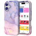 Luksusowe marmurowe etui hybrydowe na iPhone 17 - niebieskie/różowe