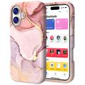Luksusowe marmurowe etui hybrydowe na iPhone 17 - różowe / złote