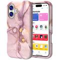 Luksusowe marmurowe etui hybrydowe na iPhone 17 - fioletowe/złote