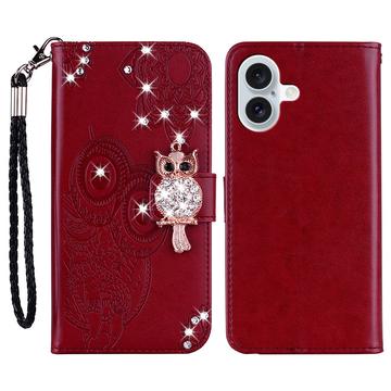 iPhone 17 Etui portfelowe z kryształkami górskimi Sowa