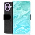 Etui Portfel Premium - iPhone 17 - Błękitny Marmur