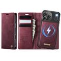 Etui z odpinanym portfelem 2 w 1 iPhone 17 Pro Caseme C49 - kompatybilne z MagSafe, RFID - czerwone